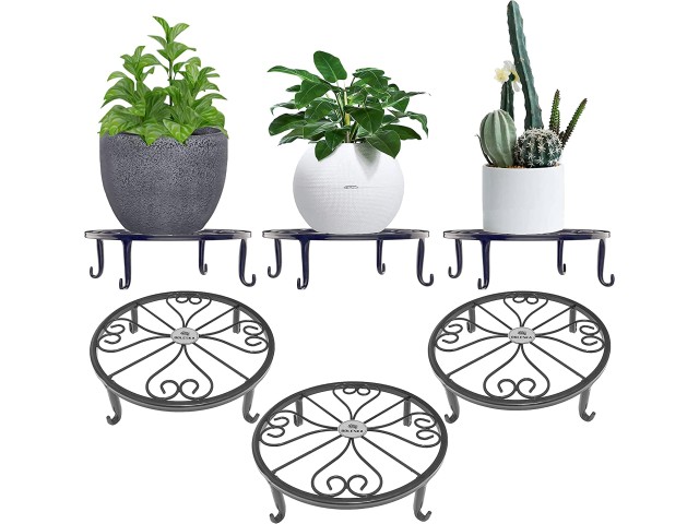 BOLESKA 3pcs High Quality Plant Stand, Iron Flower Stand, Flower Pot Stand, Pot Holder with Cat Legs, Plate, Decorative Stand, Gardening, Antique, Indoor, Outdoor, Stylish (3 Pieces-Black)